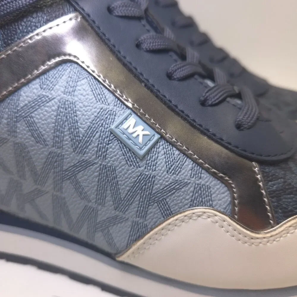 Michael Kors Maddy Logo Trainer Admiral Blue Sneakers Women 10M 49F0MAFS3B NIB